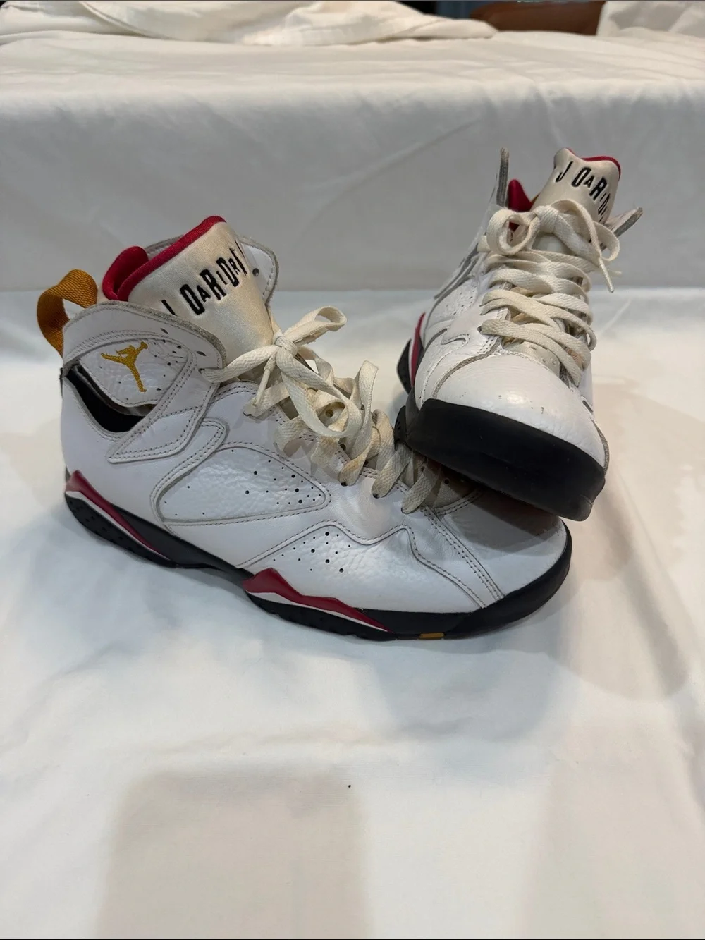 Jordan Men's White Basketball Shoes with Black, Red & Gold Accents